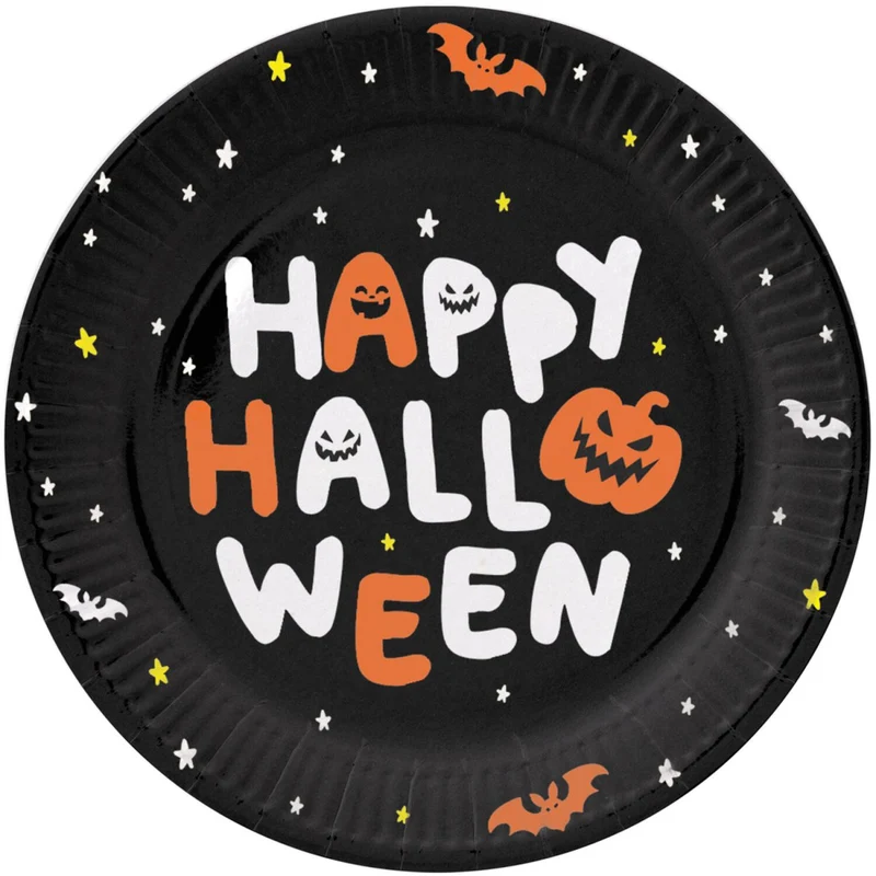 Halloween-Teller „Happy Halloween“, 23 cm, 8 Stück
