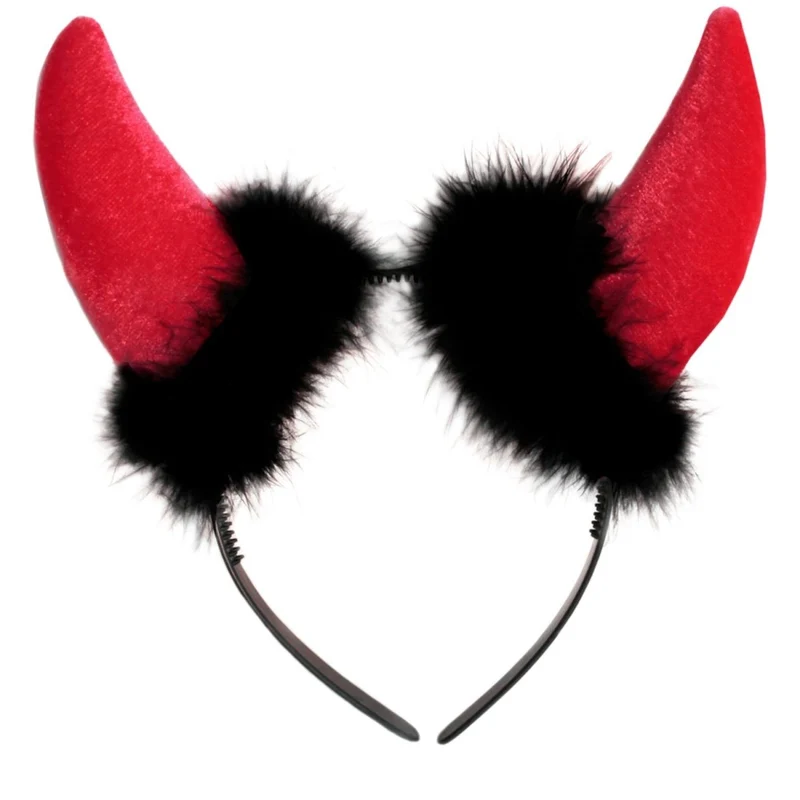 Halloween-Haarband Schwarz-Rot mit Teufelshörnchen