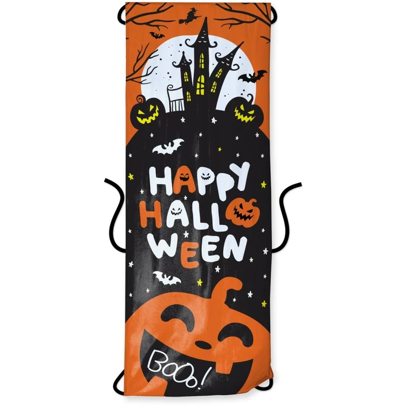 Halloween-Türvorhang, schwarz-orange, „Happy Halloween“, 2,15 m