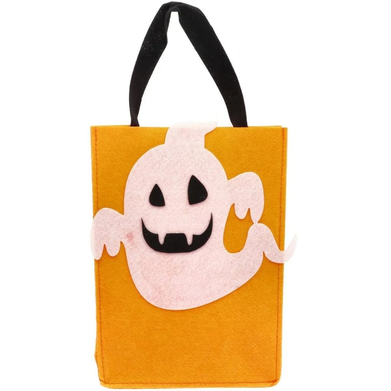 Halloween-Tasche, orange-weiß, Geist, 27 cm
