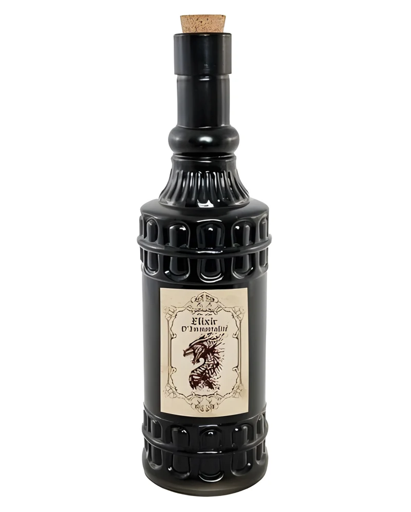 Schwarze Zaubertrankflasche "Drachen Elixir" 23cm