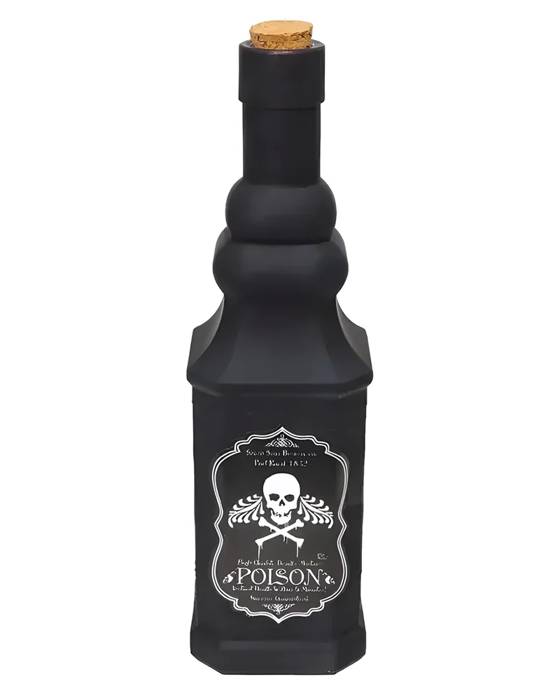Schwarze Zaubertrankflasche mit Gift Label 24cm