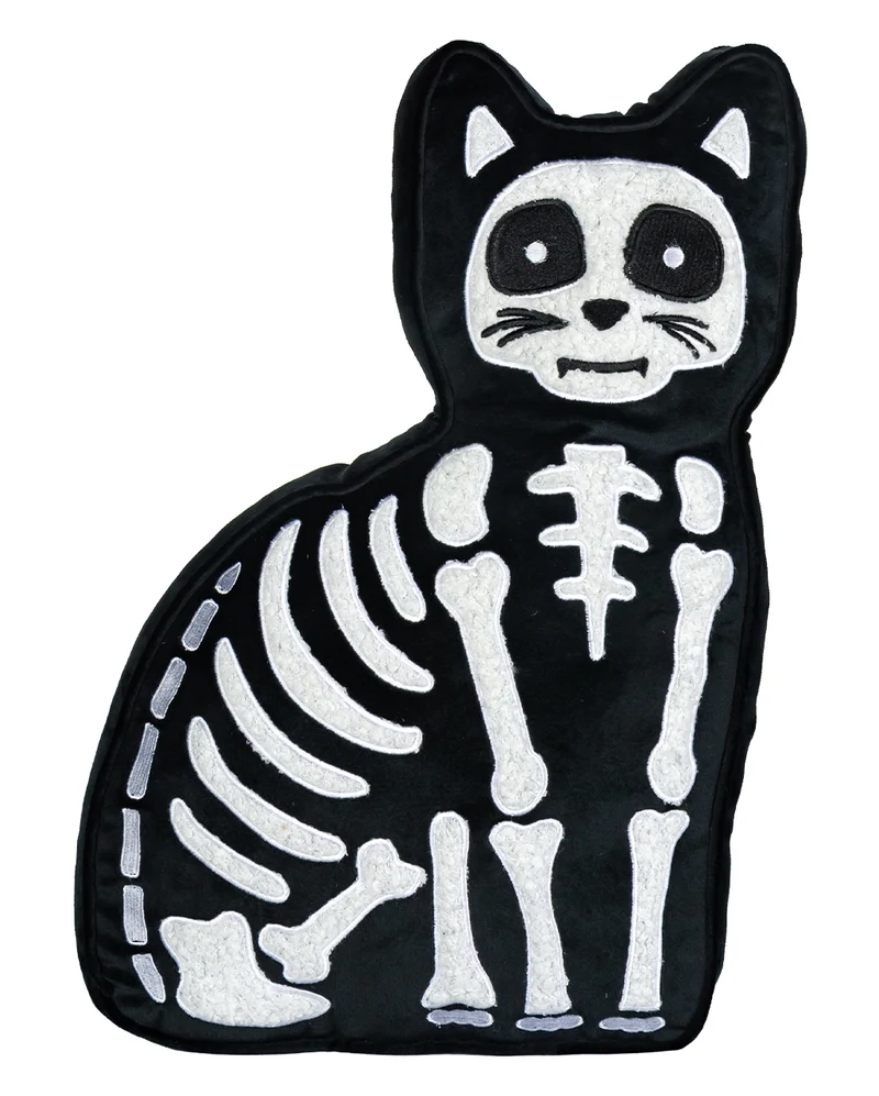 Skelett Katze Dekokissen 45cm