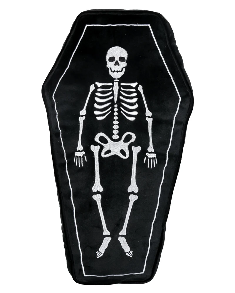 Skelett im Sarg Dekokissen 51cm