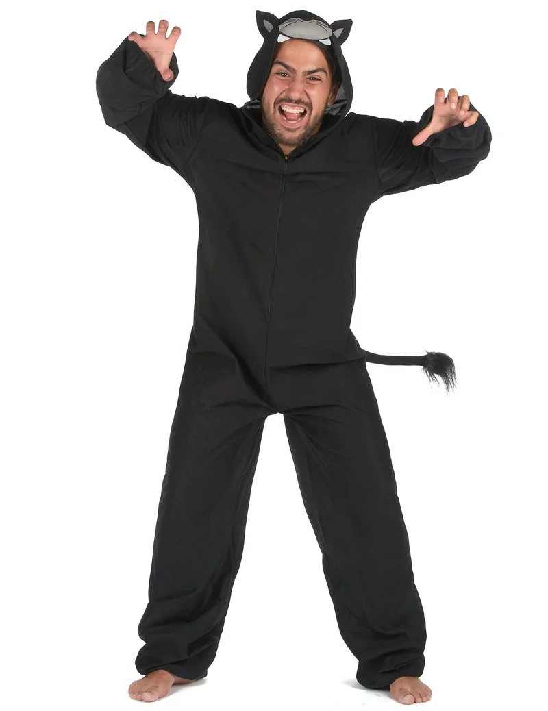 Schwarzer Panther Herrenkostüm Tier-Verkleidung schwarz