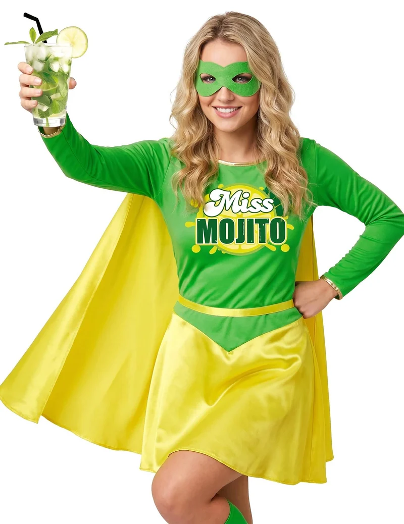 Superheldin Miss Mojito Damenkostüm grün-gelb