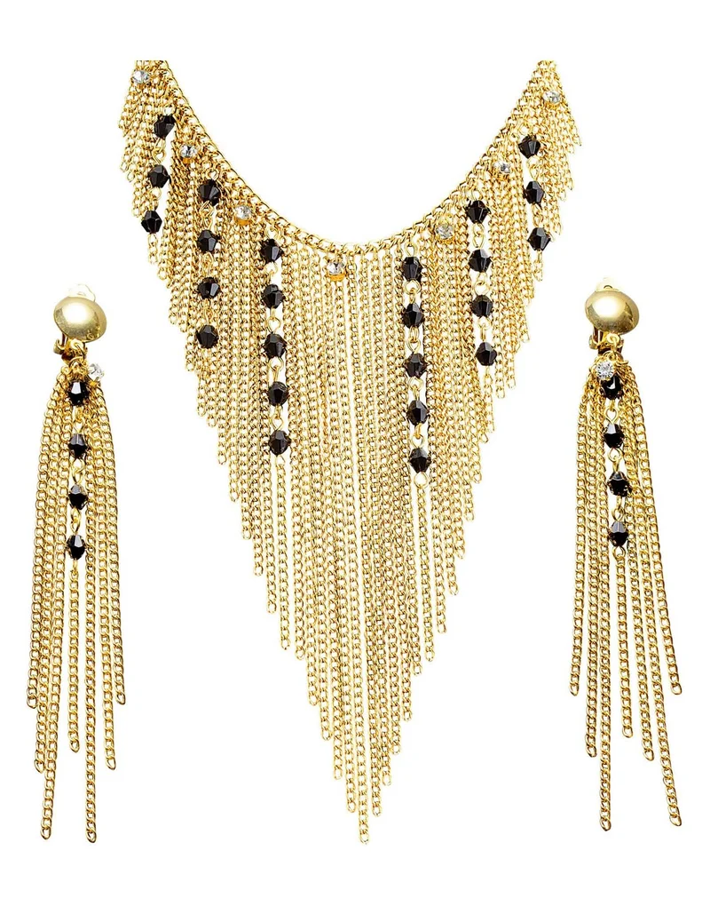 Ägyptische-Königin Schmuck-Set für Damen Antik gold-schwarz