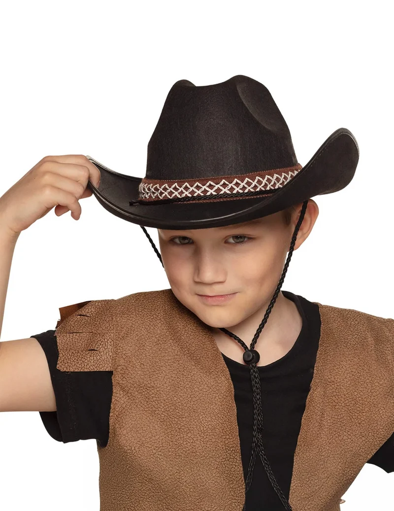 Cowboyhut mit Borte für Kinder schwarz