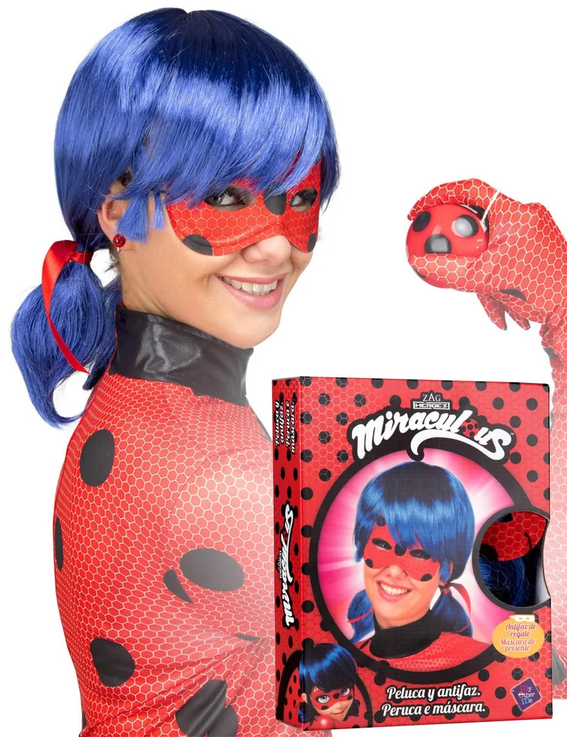 Ladybug™ Kostümset Perücke und Maske für Erwachsene