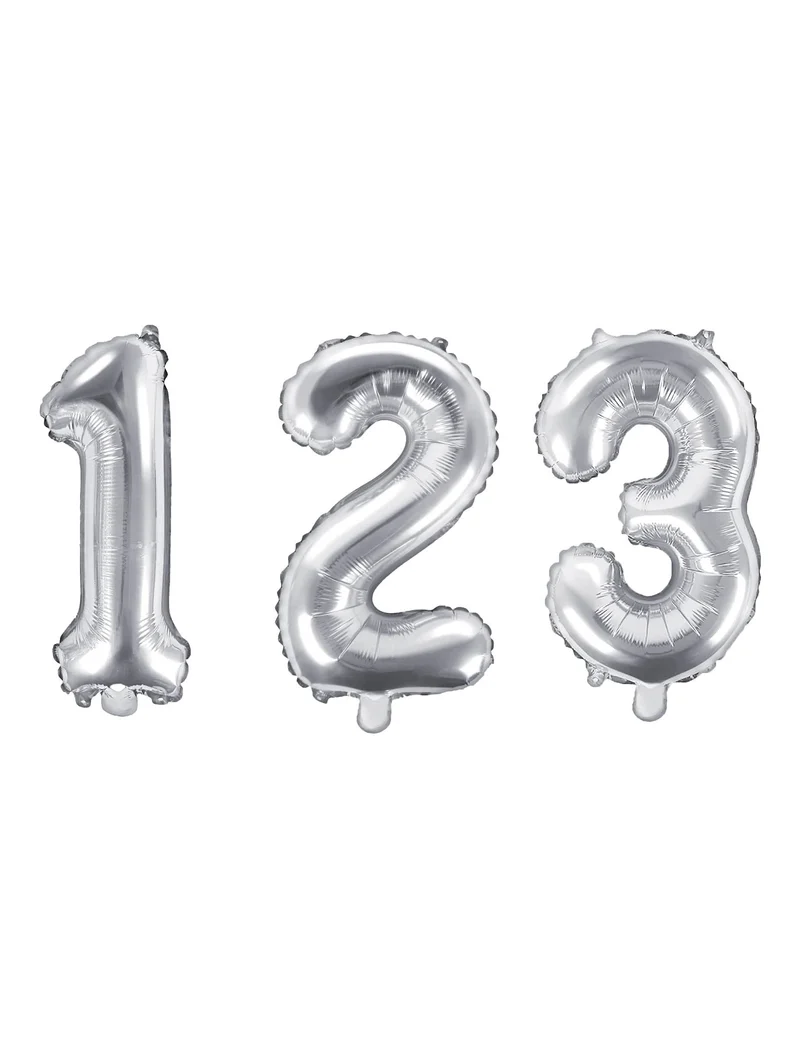 Ziffern-Ballon Party-Dekoration mit Zahlen silber 35cm