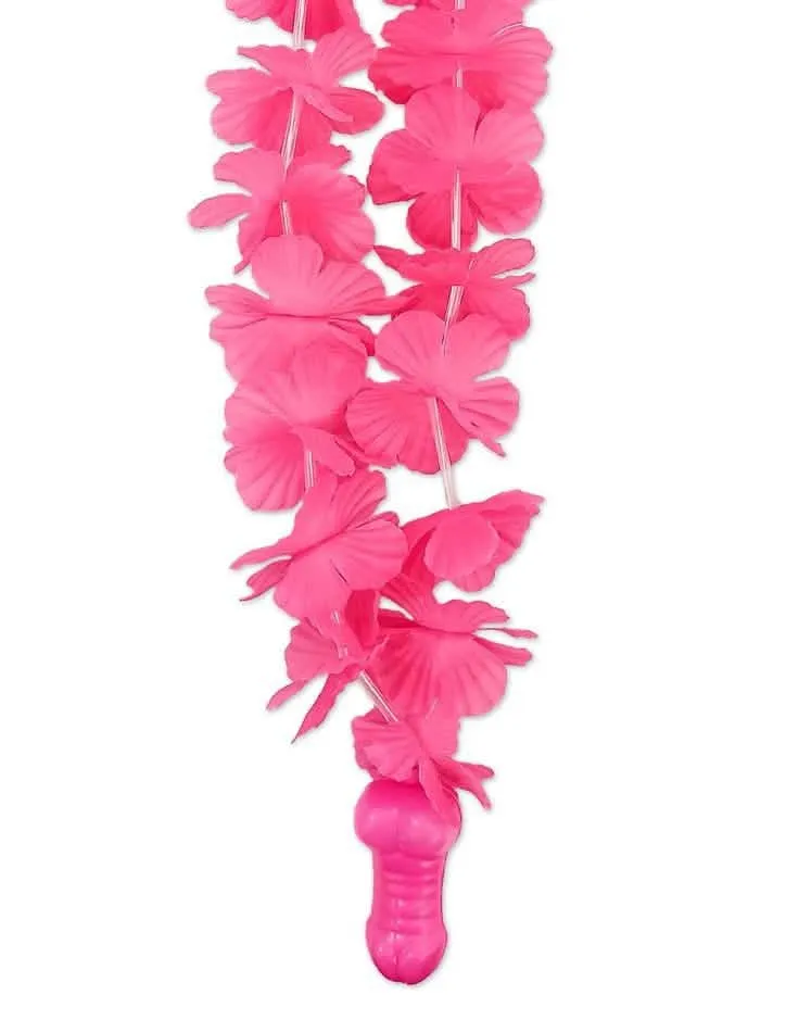 Hawaii-Kette mit Penis-Anhänger pink Scherzartikel Partyzubehör