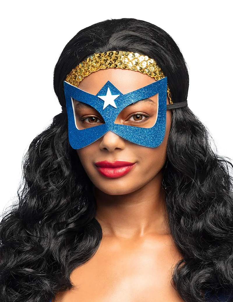 Superhelden-Maske mit Stern für Erwachsene blau
