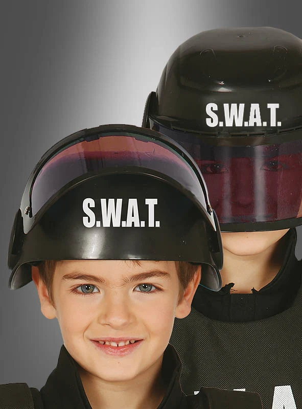 Schwarzer SWAT Helm für Kinder