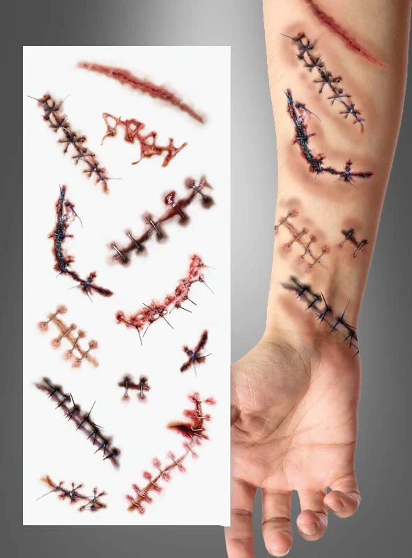 Narben Tattoos genähte Wunden