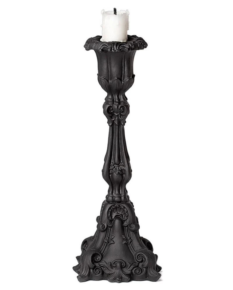 Schwarzer Gothic Barock Kerzenhalter 23,5cm