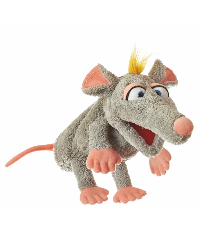 Schnurzpiepe Ratte als Bauchrednerpuppe 34cm