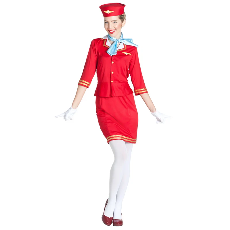 Stewardess Linda | Stewardess Kostuum Dames | Rood