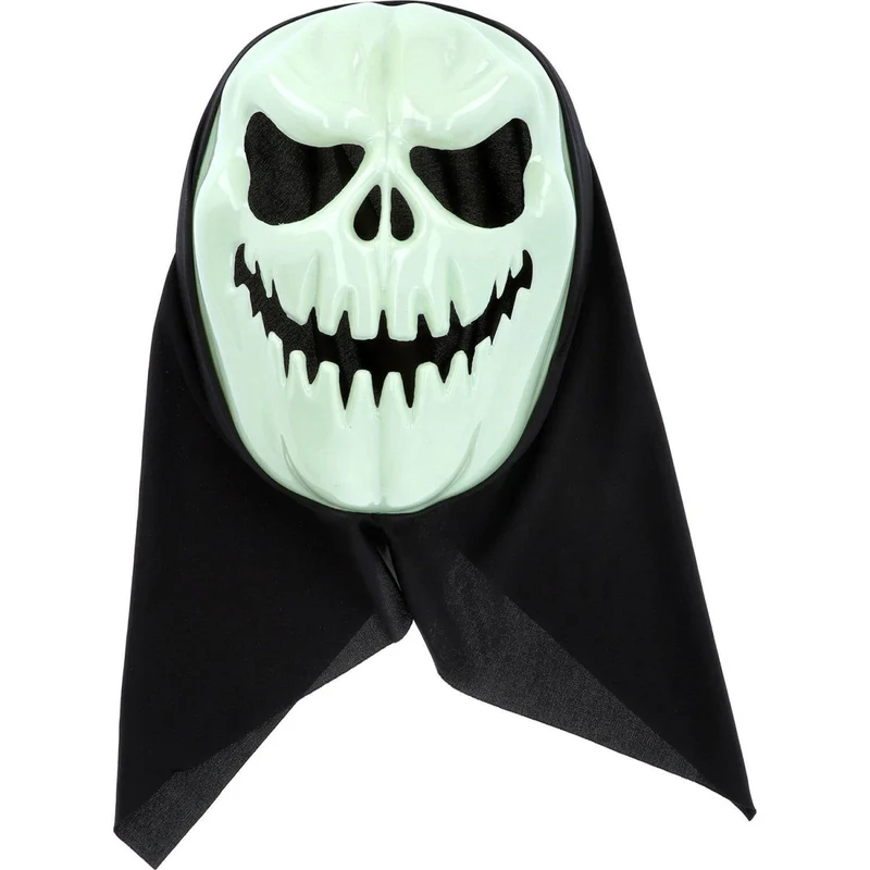 Halloween-Maske: Totenkopf-Kürbis, leuchtet im Dunkeln