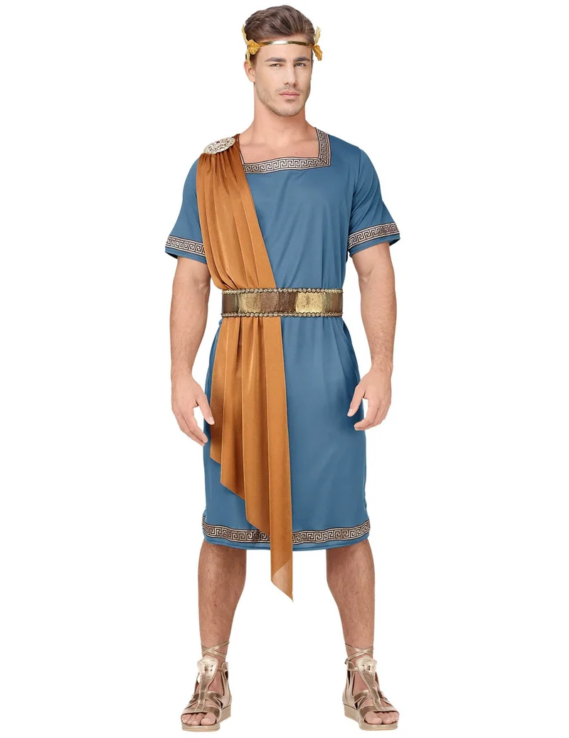 Römischer-Krieger Herrenkostüm für Karneval blau-orange-goldfarben