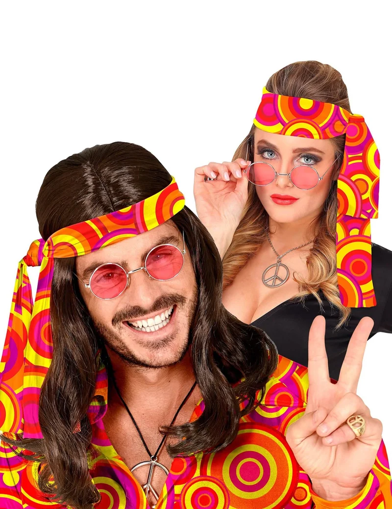 70´s-Haarband Disco-Zubehör für Damen Accessoire orange-bunt