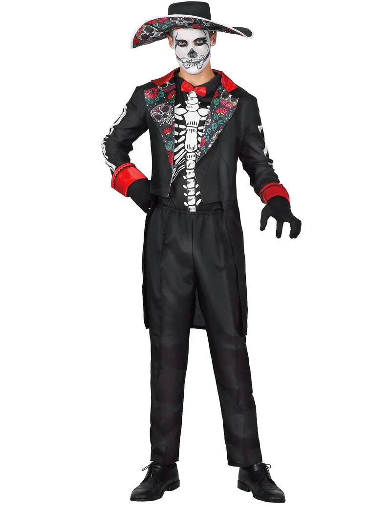Tag der Toten-Herrenanzug für Halloween schwarz-bunt