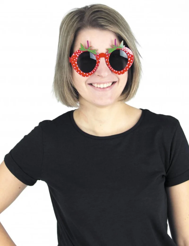 Lustige Spaßbrille Erdbeere Kostümzubehör für Erwachsene rot-grün