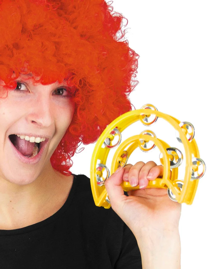 Musikinstrument Tamburin Faschings-Accessoire gelb 40 cm
