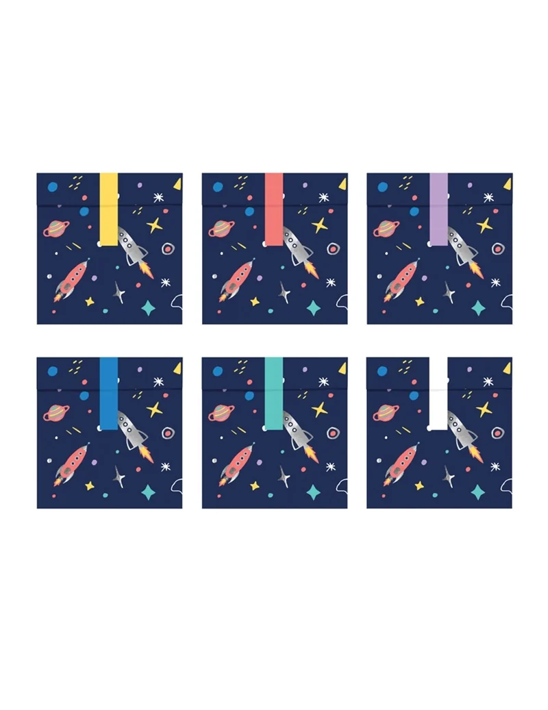 Geschenktüten mit Weltall-Motiv 6 Stück bunt 13 x 14 cm