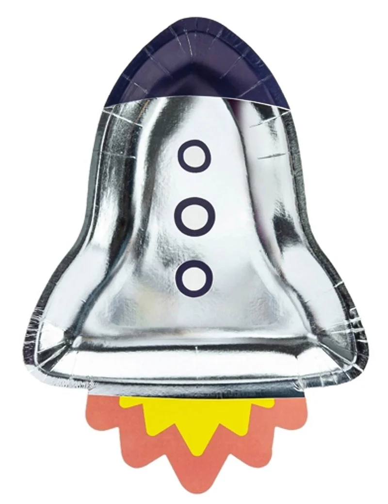 Weltall Raketen-Pappteller Geburtstag 6 Stück bunt 21,5x29,5cm