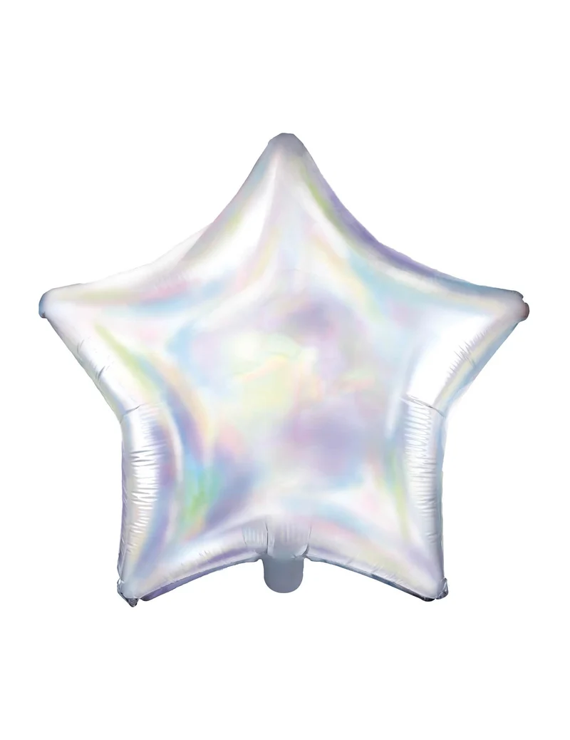 Stern Luftballon silber schimmernd Holo-Effekt 48 cm