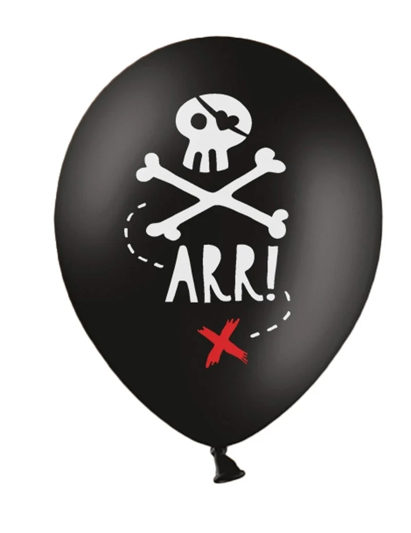 Latexballons mit Piratenmotiv Partydekoration 6 Stück schwarz-weiss