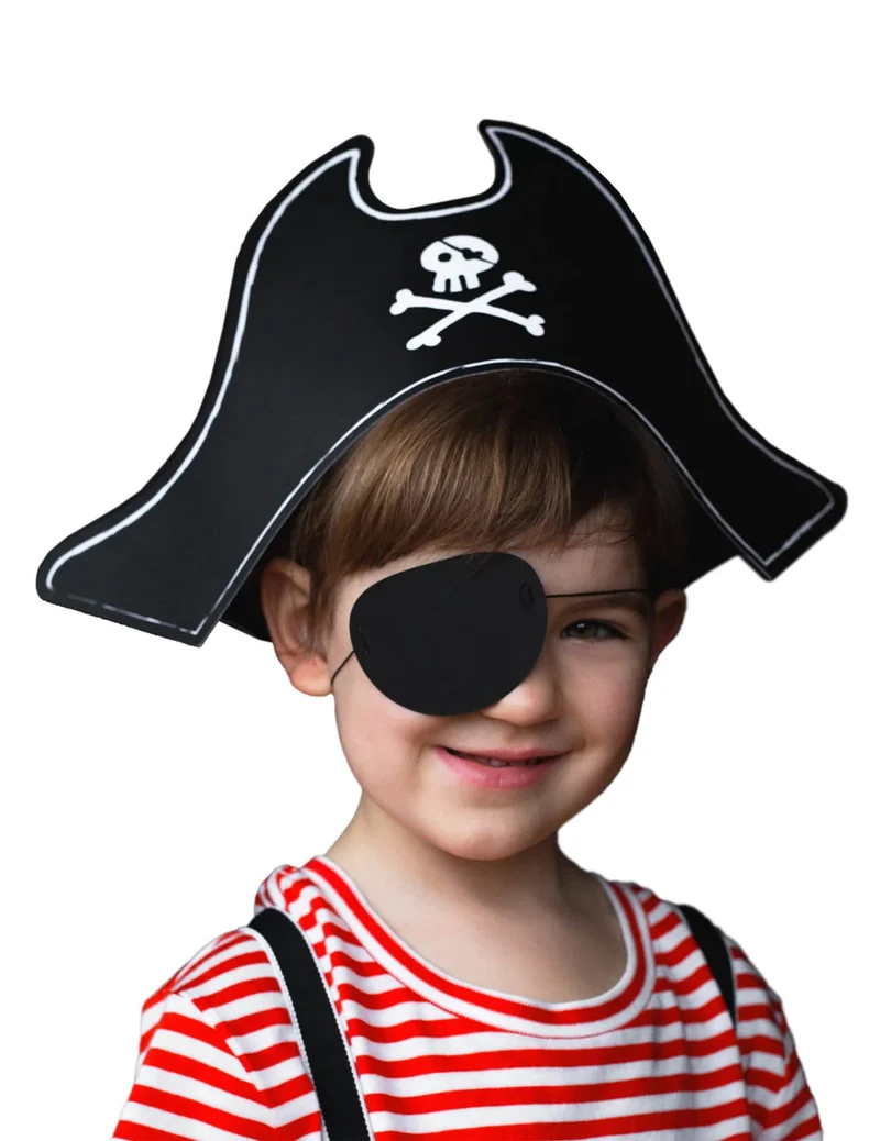 Kinder-Piratenhut mit Augenklappe Faschings-Zubehör schwarz