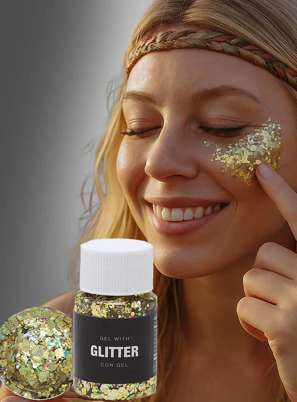 Glitter Gel Make-Up silber oder gold