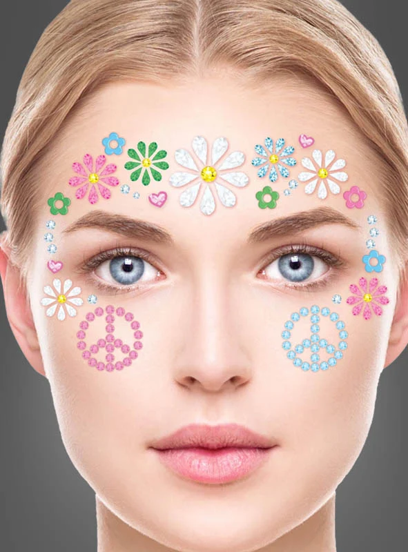 Hippie Strasssteine fürs Gesicht, selbstklebend