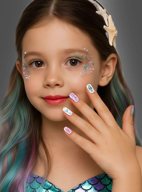 Meerjungfrau Kinder Nägel selbstklebend, 12 Stück