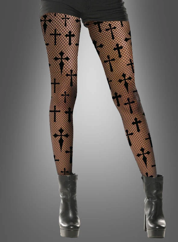 Netzstrumpfhose Gothic Kreuze