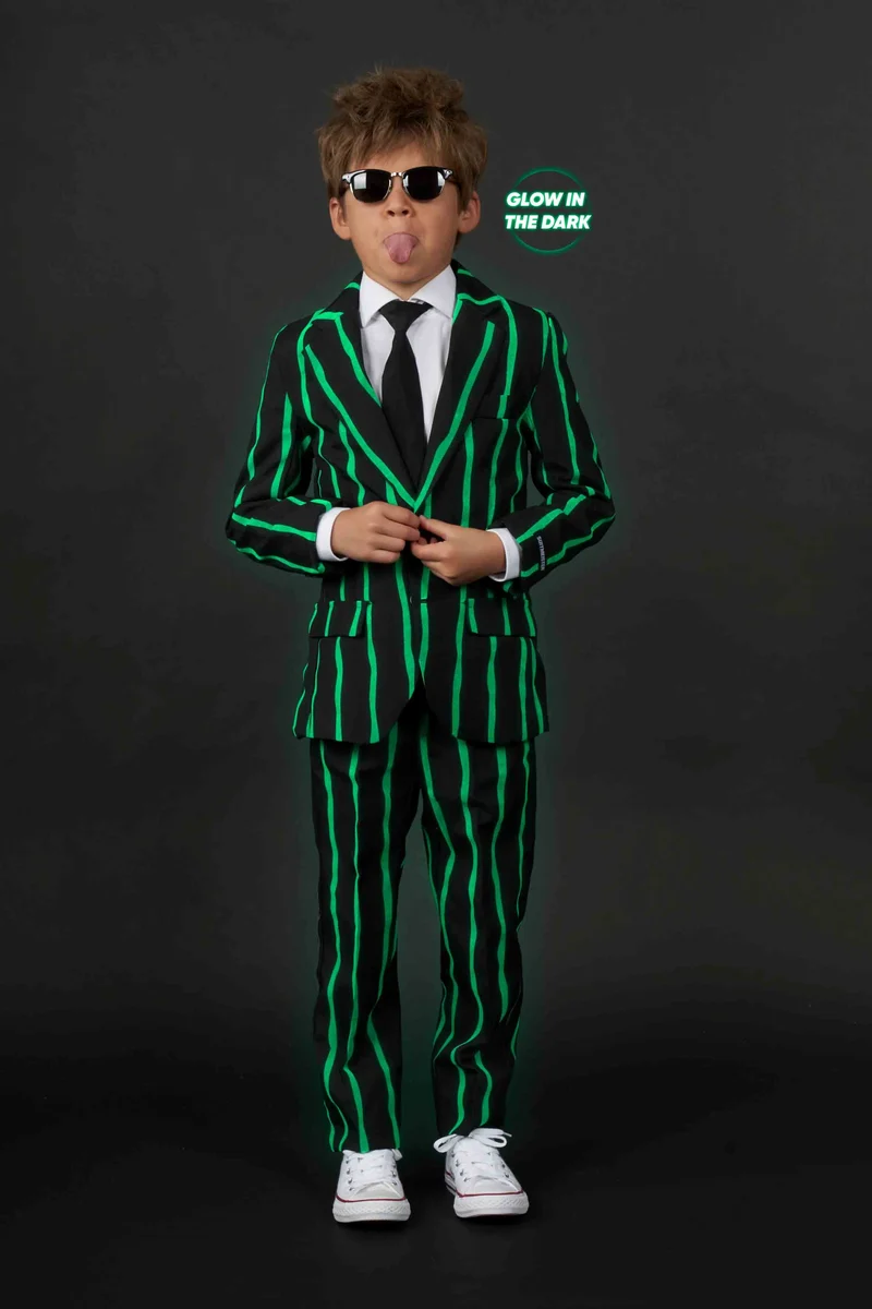 Suitmeister | Pinstripe Black GID | Kinderkostuum
