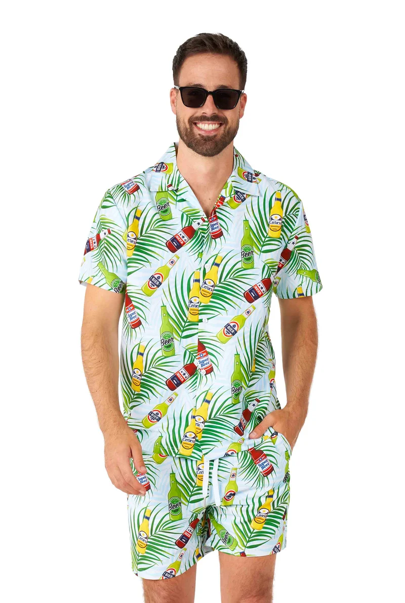 Suitmeister| Tropical Beers Blue | Overhemd + Broek Voor Heren