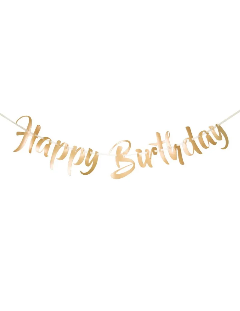 Wunderschöne Geburtstags-Girlande Happy Birthday goldfarben 1 m