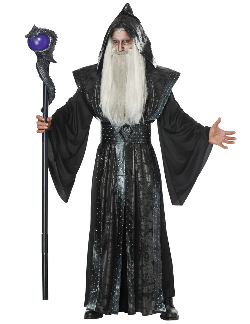 Dunkler Magier Hexenkostüm für Herren Halloween schwarz
