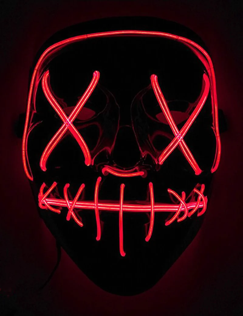 Leuchtende LED-Maske Halloween-Maske Mordnacht schwarz-rot