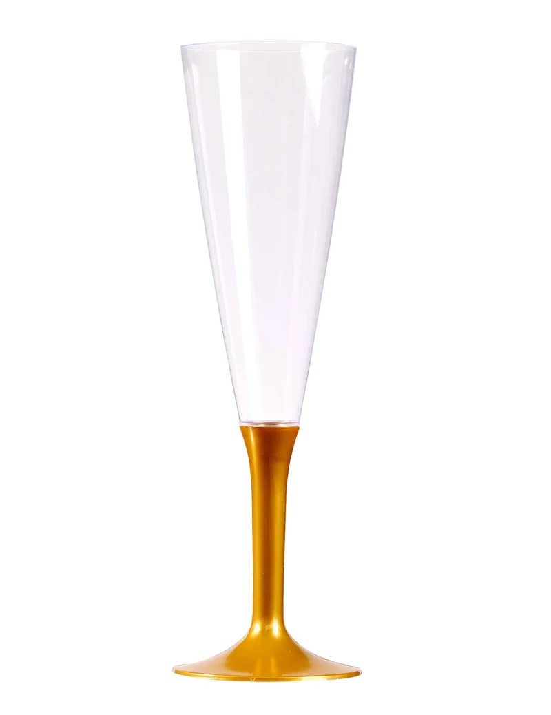 Champagner-Gläser JGA-Zubehör 10 Stück transparent-goldfarben 150 ml