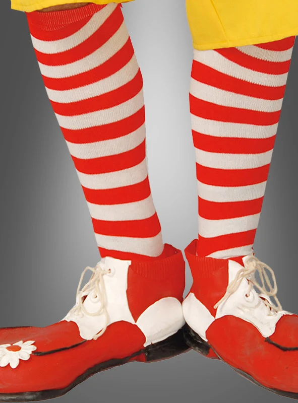 Ringelstrümpfe Clownsocken rot-weiß