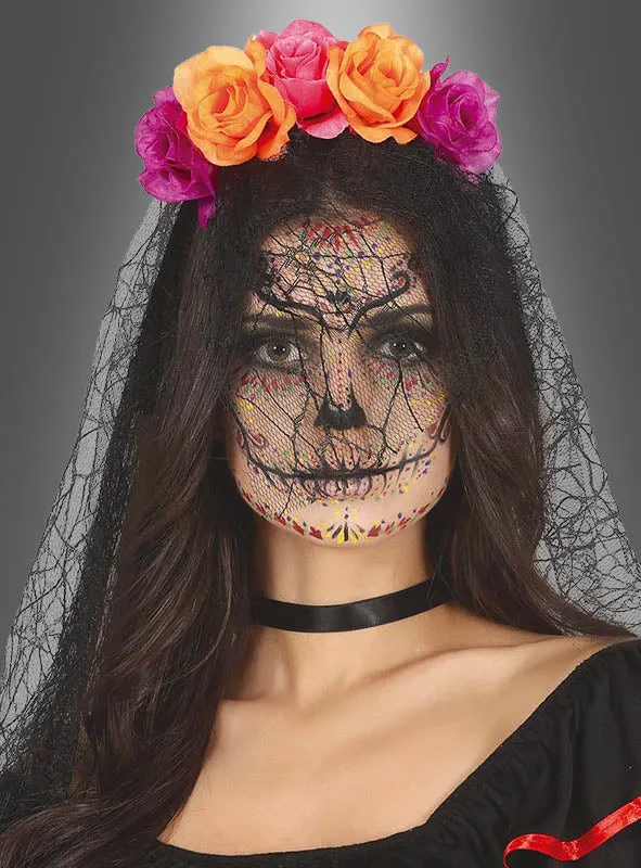 Blumen Haarschmuck mit Spinnennetz Schleier