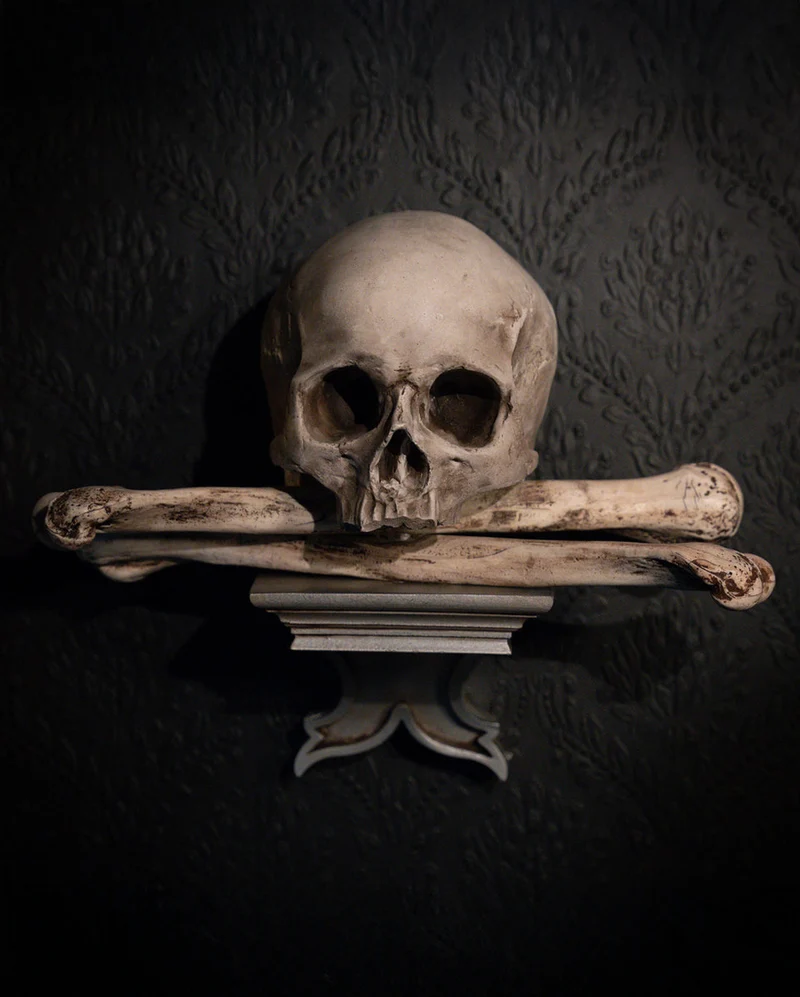 Ossuary Skull Gebeinhaus Wandkonsole - Silver Edition 27cm