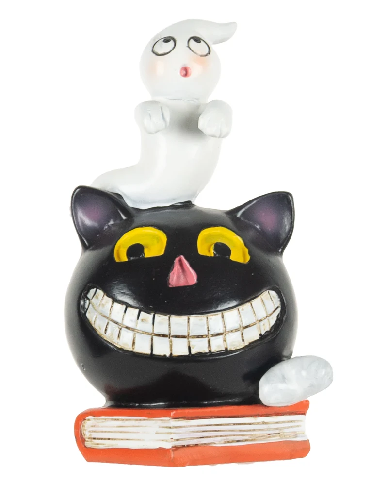 Geist auf grinsender Katze Figur 10cm