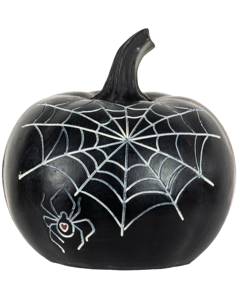 Schwarzer Pumpkin mit Herzförmigen Spinnennetz 10cm