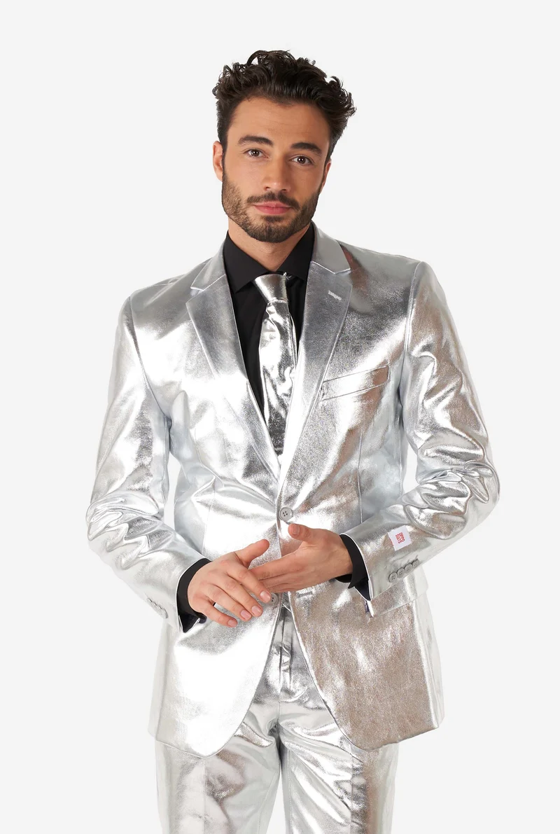 Opposuits | Shiny Silver | Herenkostuum | Herenpak Zilver