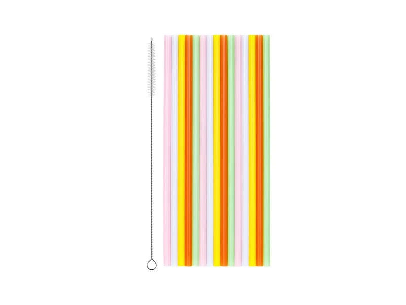 Bunte Strohhalme mit Bürste 20cm 30Stk