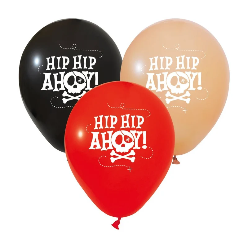 Piraten Ballons Hip Hip Ahoi 30cm 6Stk